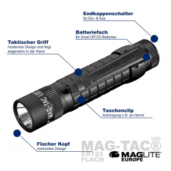 Maglite Lampe Torche LED MAG-TAC SG2LRE6  - Noir - 1 Pile Type CR123 - Image 5