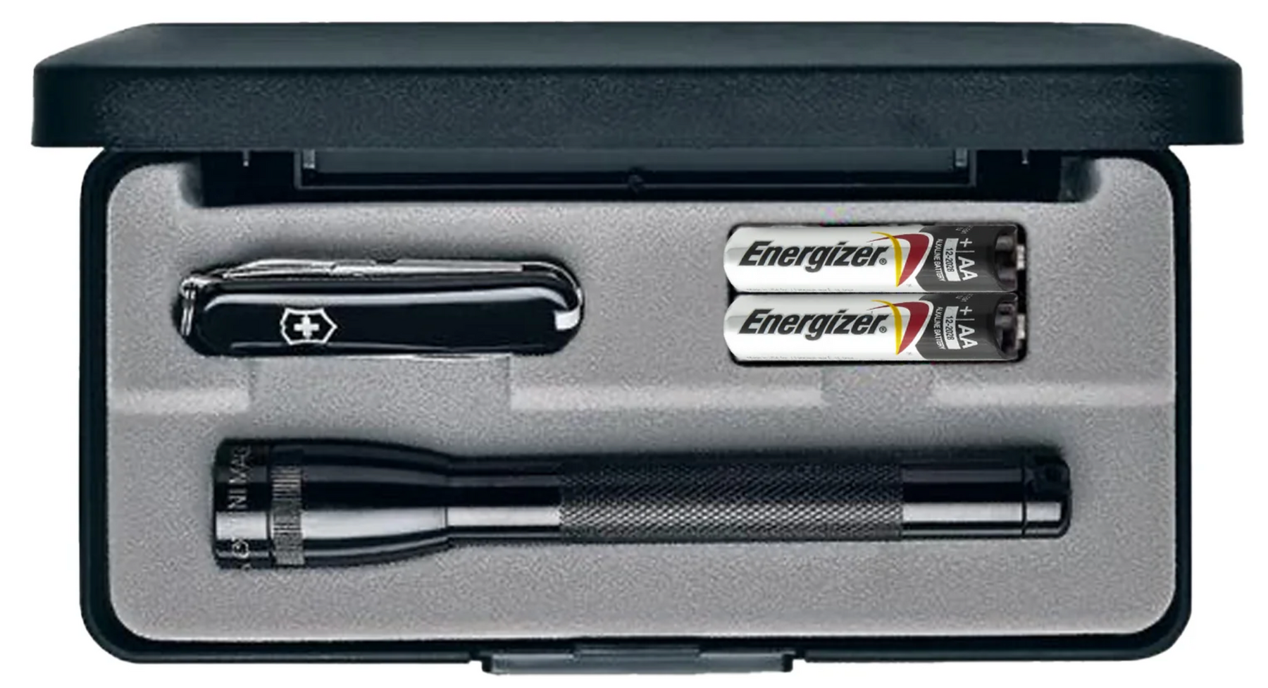 Maglite Lampe Torche Mini R6 avec couteau suisse Victorinox Classic SD Noir - Coffret cadeau