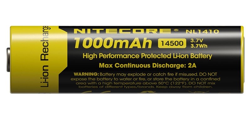 Nitecore Accu li-ion 14500 - capacité 1000mah