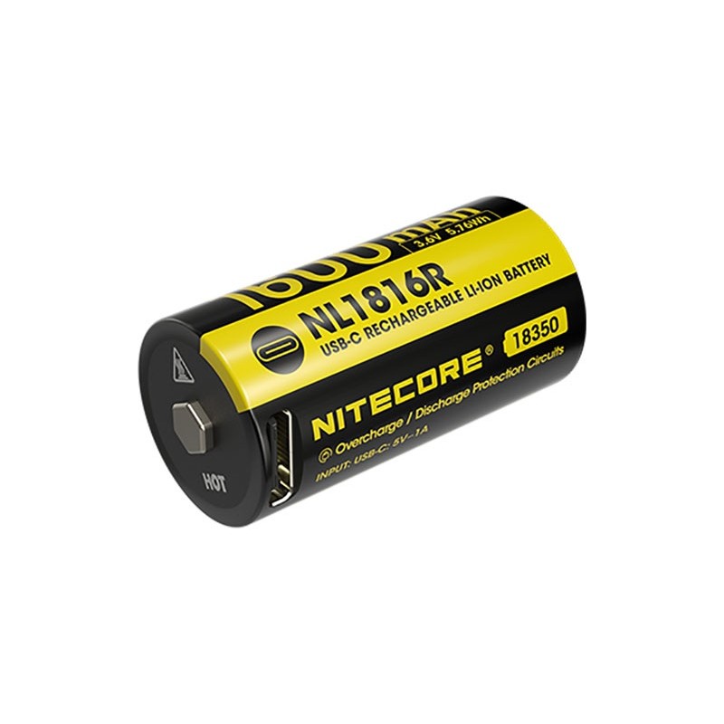 Nitecore Accu li-ion 18350 - capacité 1600mah