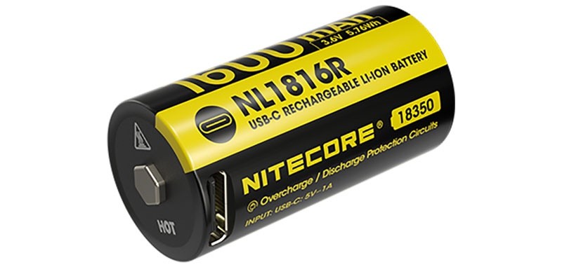 Nitecore Accu li-ion 18350 - capacité 1600mah